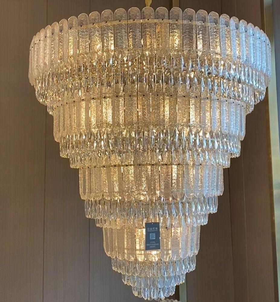 Oversized Multi - layers Luxury Gold Crystal Chandelier For Large Foyer/Hallway/Entryway - D39.4"*H59.1"/86kgWarm LightBlushlighting