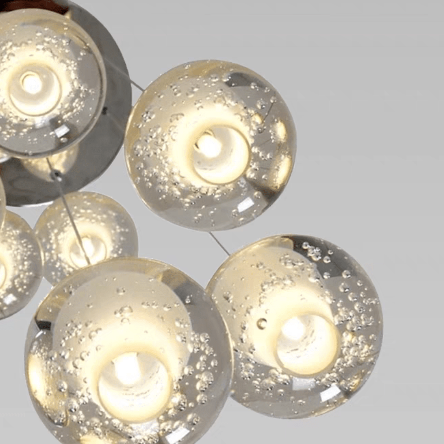 Oversized Nordic Art Round Air Bubbles Pendant Chandelier for Stairs/Spiral Staircase/Hotel Lobby - 7 Lights: D13.8"*H47.2"Warm LightBlushlighting