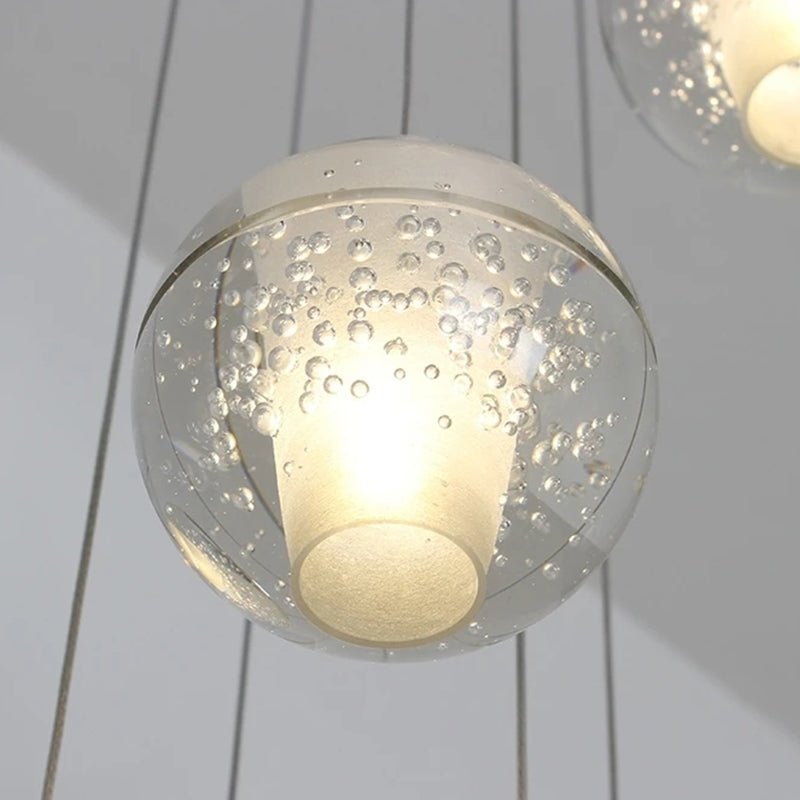 Oversized Nordic Art Round Air Bubbles Pendant Chandelier for Stairs/Spiral Staircase/Hotel Lobby - 7 Lights: D13.8"*H47.2"Warm LightBlushlighting