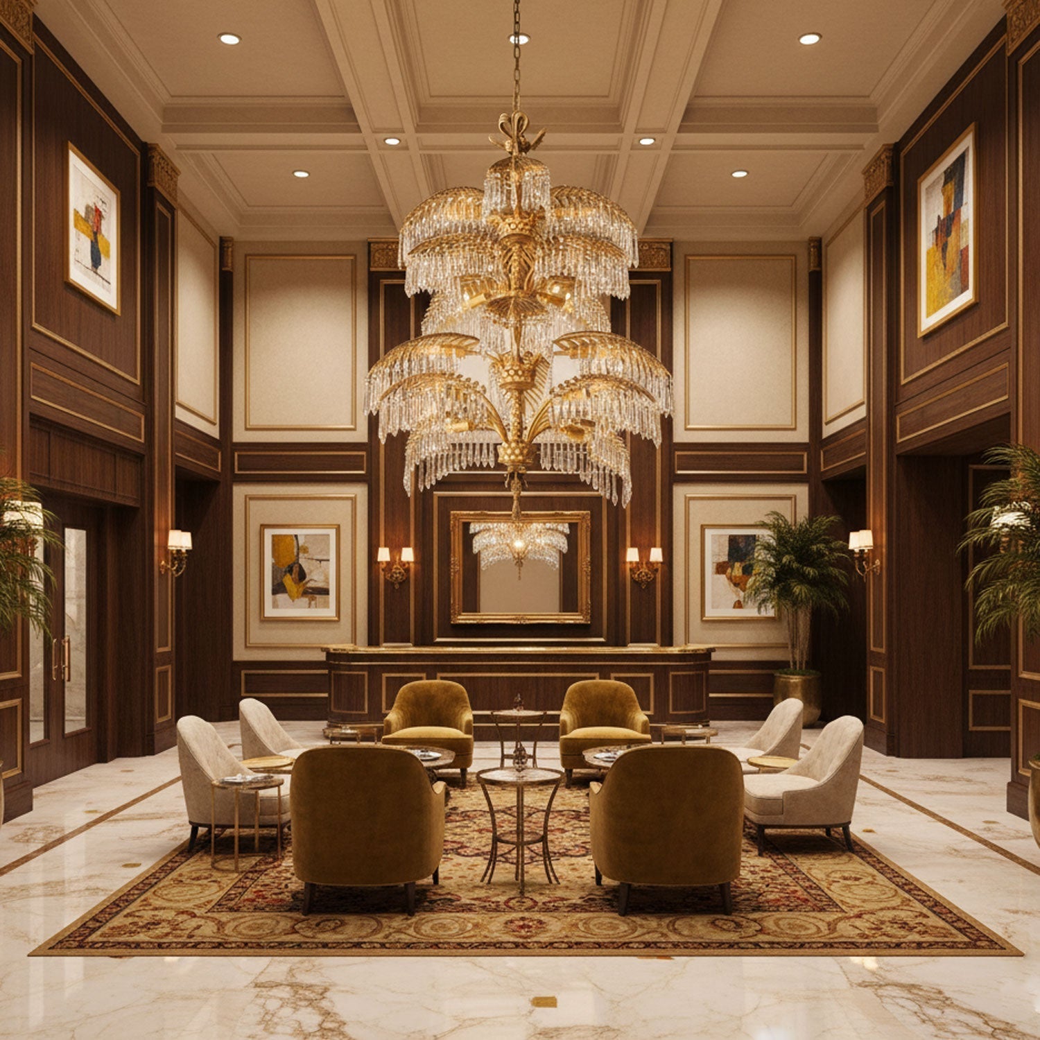Palmera Brass Crystal Chandelier - ∅37.4″ x H 41.7″Brass & ClearBlushlighting