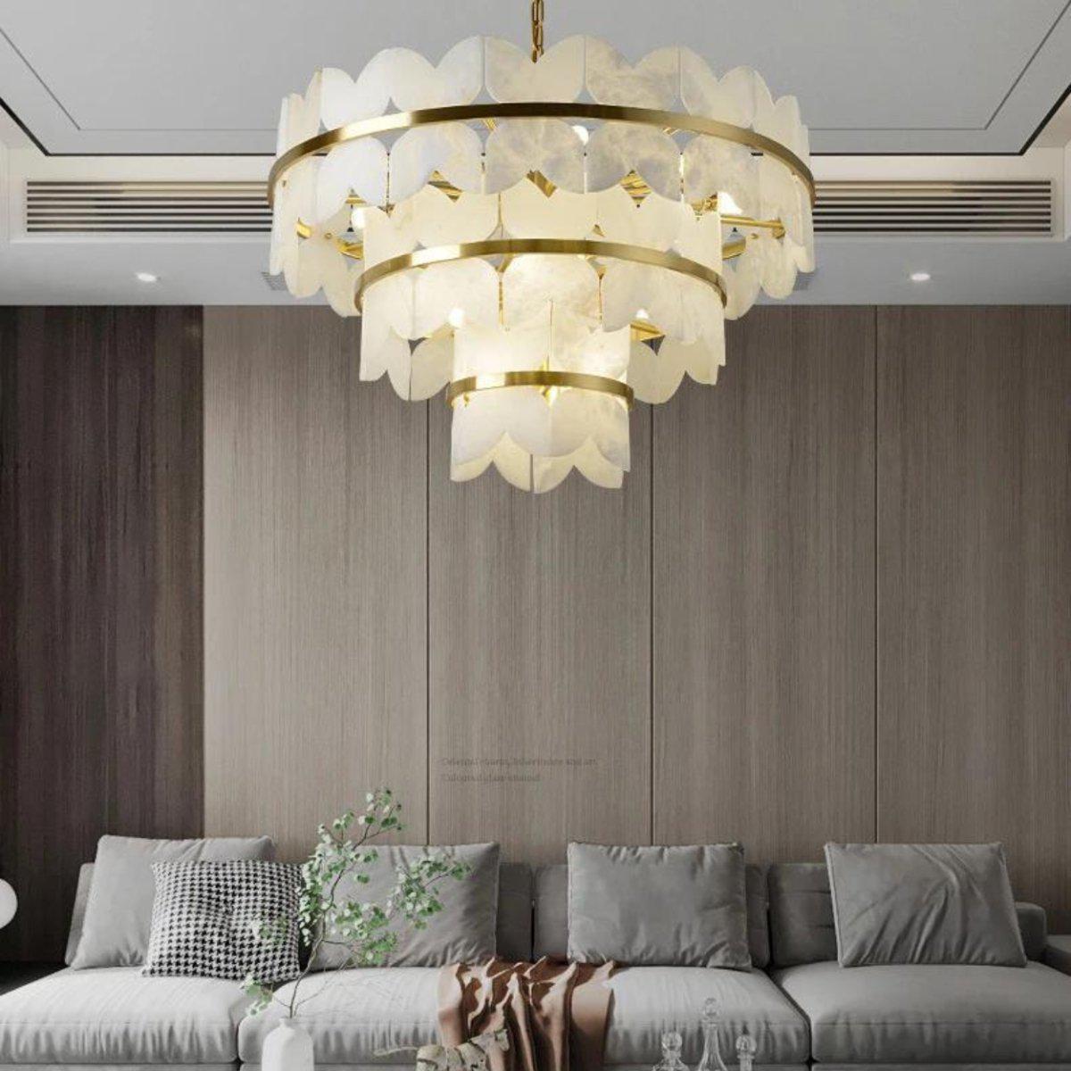 Patanga Alabaster Chandelier Light - 31.5" x 19.7" / 80 x 50cmBlushlighting