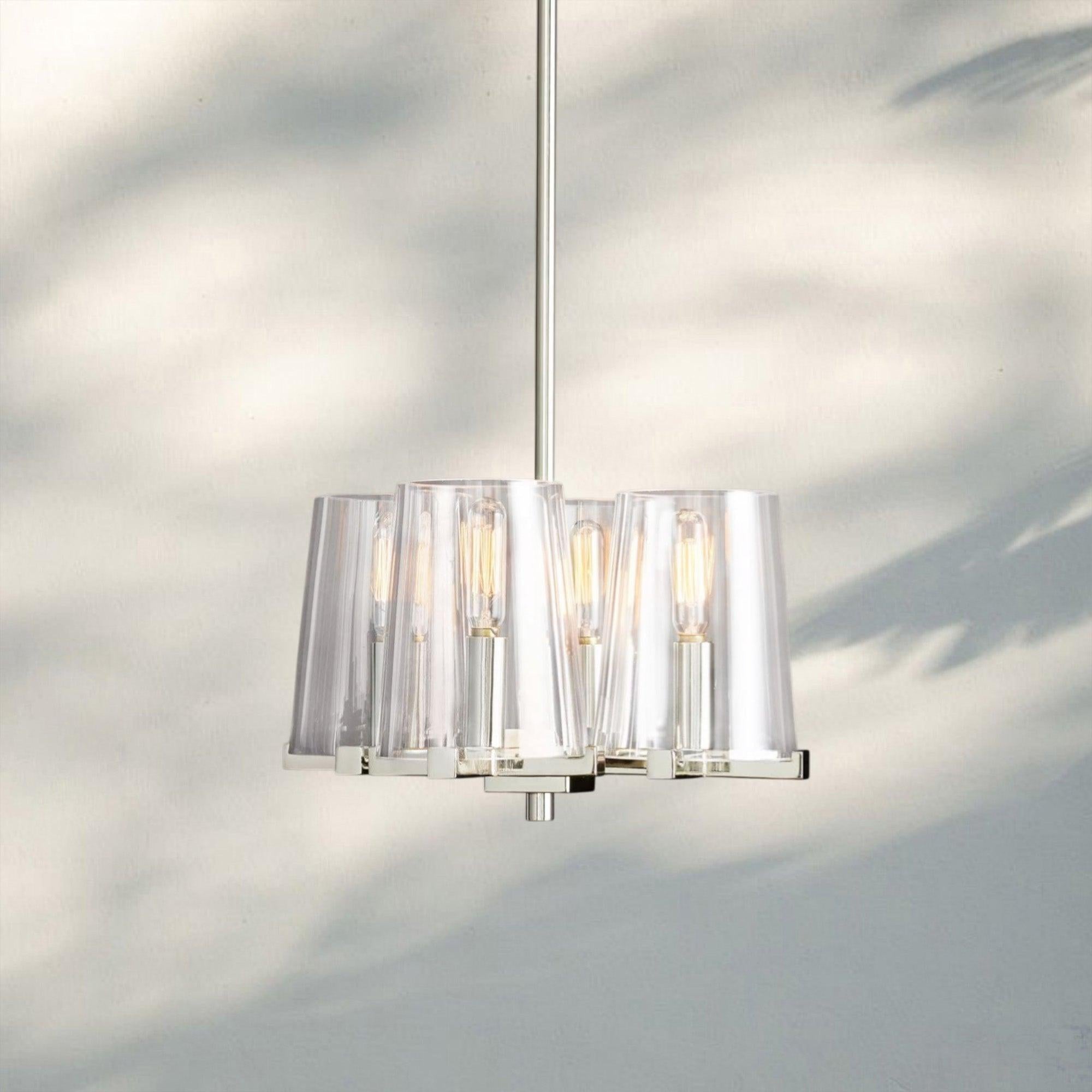 Pauilla Clear Glass Pendant-Polished Nickel-