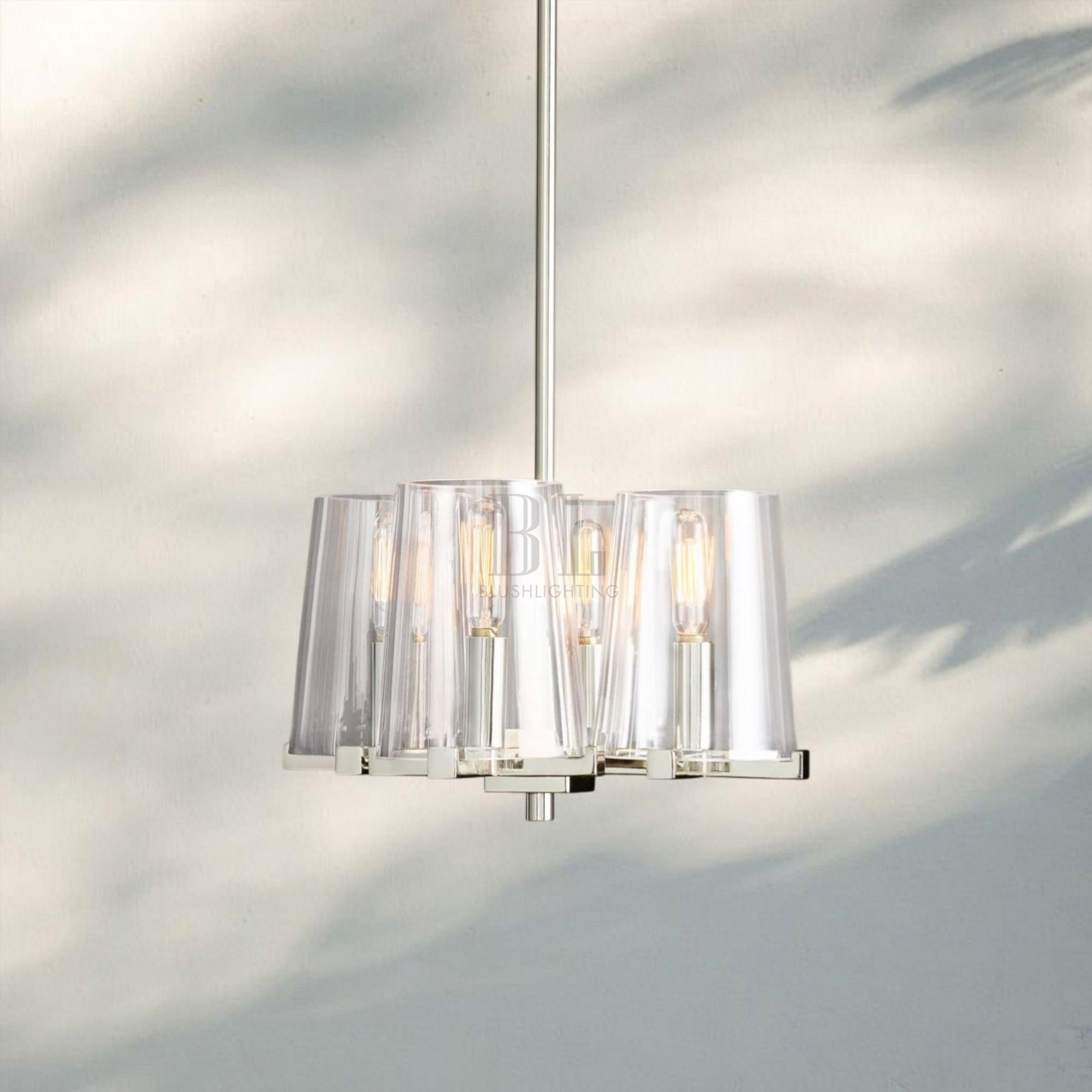 Pauilla Clear Glass Pendant-Polished Nickel-