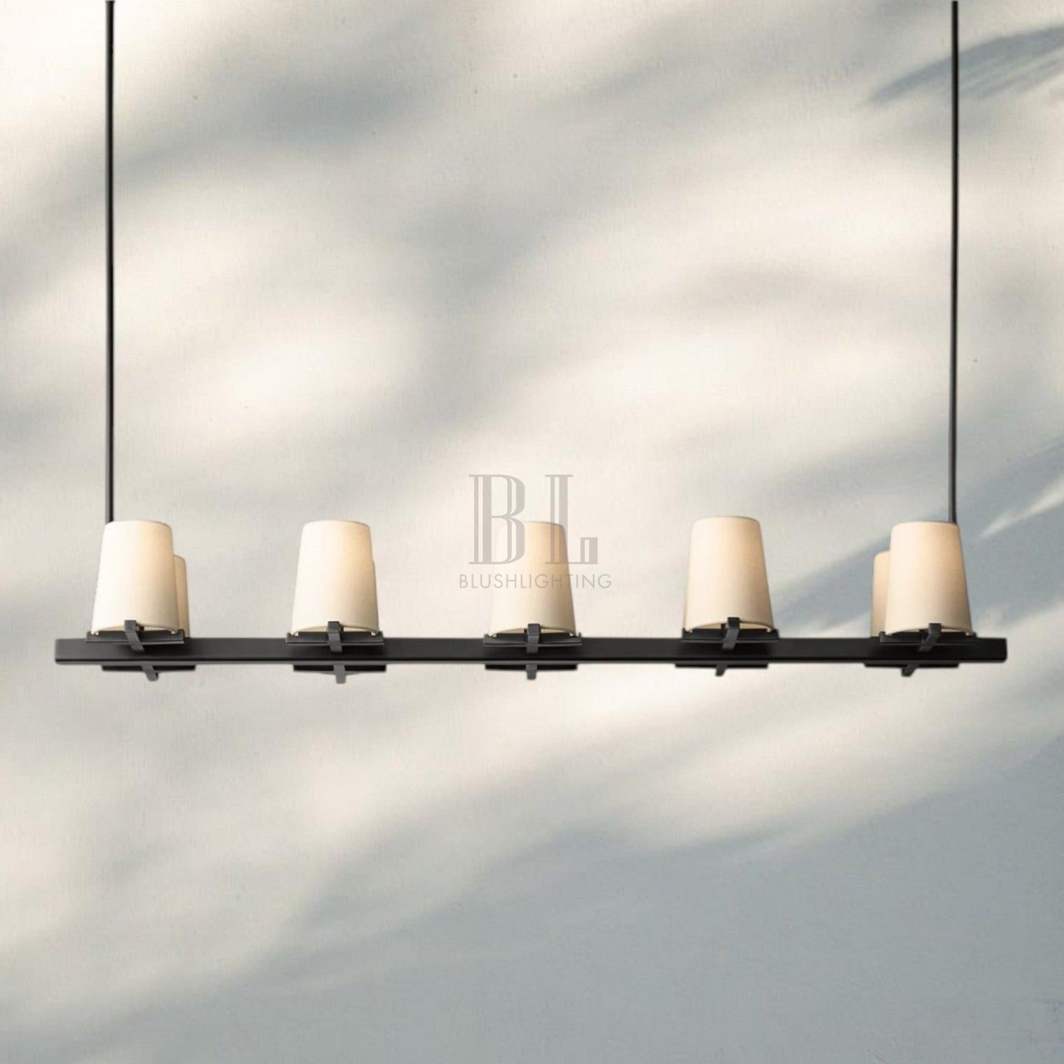 Pauilla Fabric Shade Linear Chandelier 49" 60”-49'' 10-Light-Bronze-