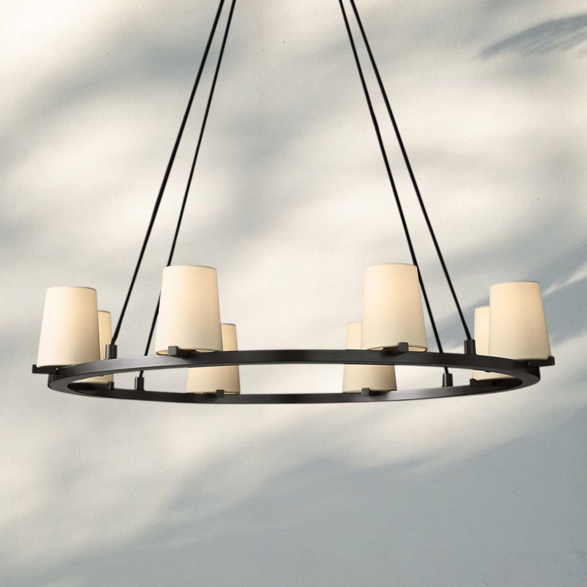 Pauilla Fabric Shade Round Chandelier 36" 48" 60″-36" 8-Light-Bronze-