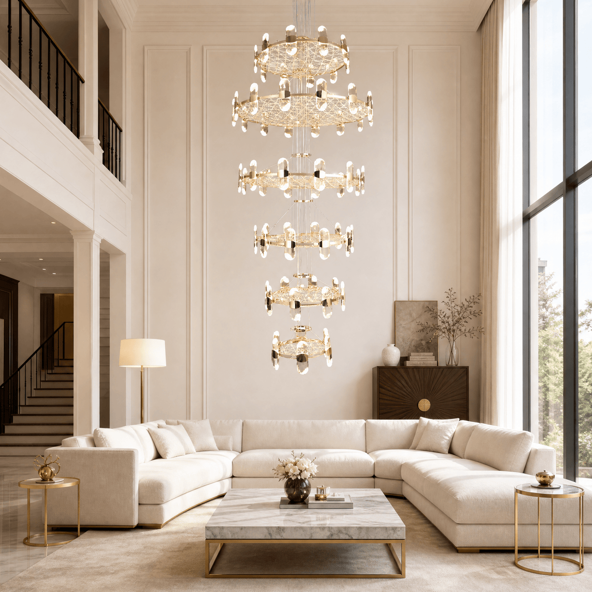 Pearl Net Modern Sculptural Ring Chandelier - Blushlighting