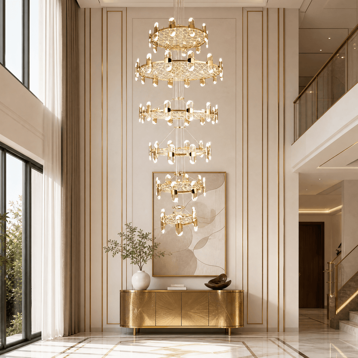 Pearl Net Modern Sculptural Ring Chandelier - Blushlighting