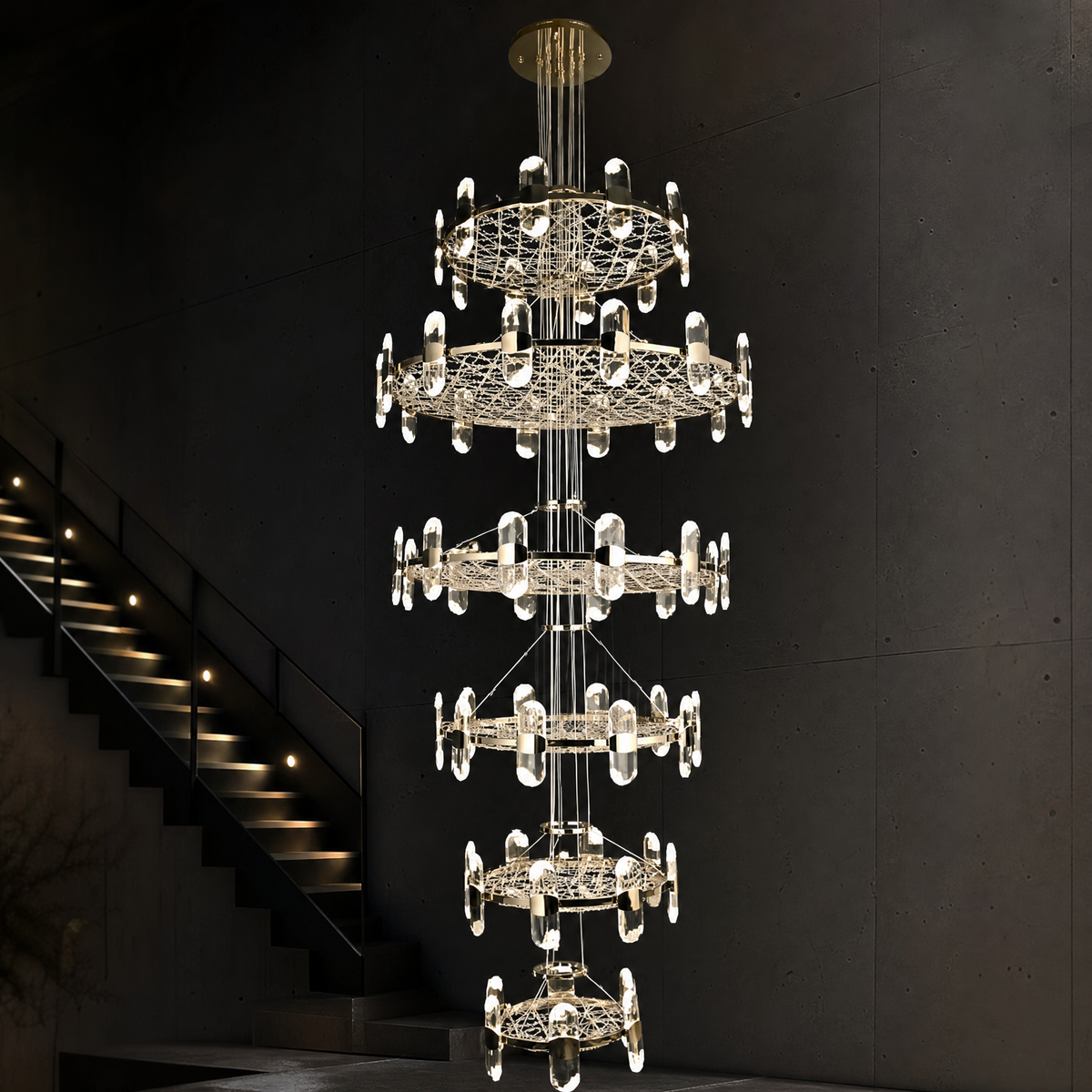 Pearl Net Modern Sculptural Ring Chandelier - main
