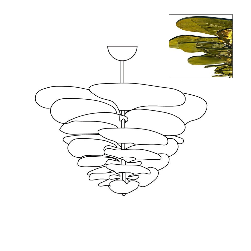 Petals Gold Murano Chandelier - 12-lights ∅ 26.3″ x H 11.4″Pink & GoldBlushlighting