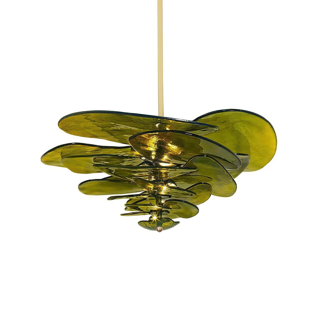 Petals Gold Murano Chandelier - 20-lights ∅ 39.4″ x H 21.7″Green & GoldBlushlighting