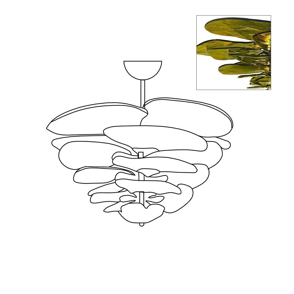 Petals Gold Murano Chandelier - 16-lights ∅ 31.5″ x H 17.7″Amber & GoldBlushlighting
