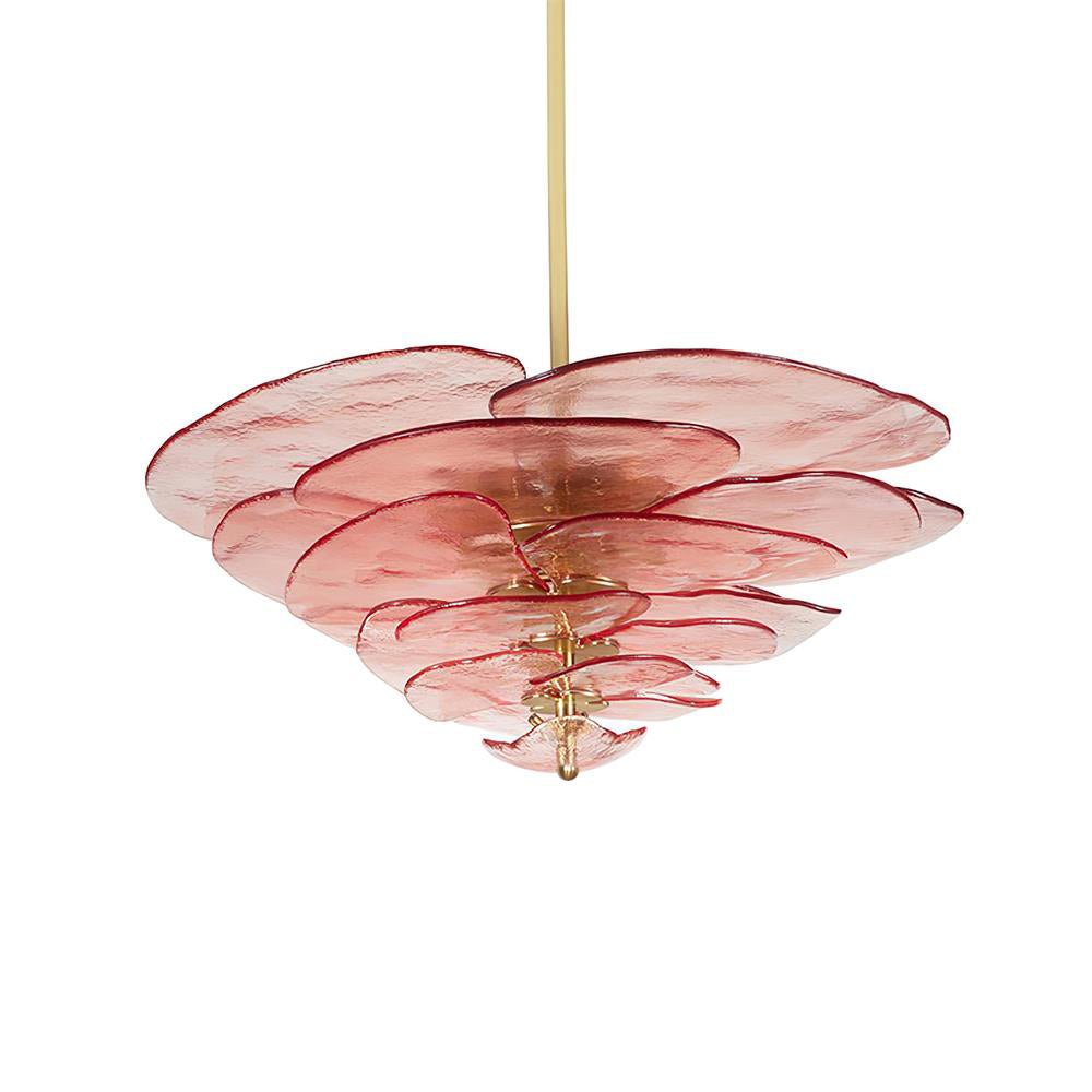 Petals Gold Murano Chandelier - 12-lights ∅ 26.3″ x H 11.4″Clear & GoldBlushlighting