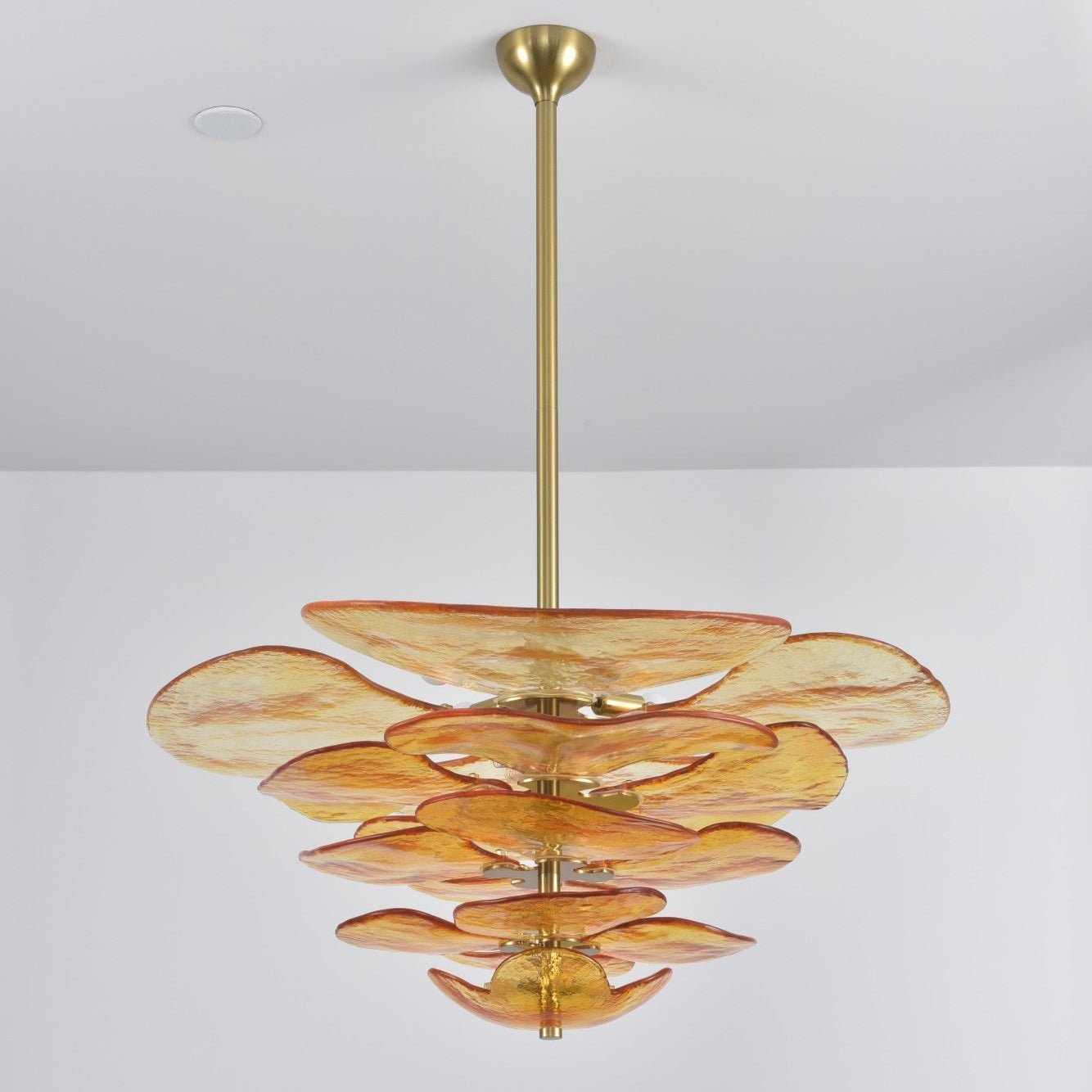 Petals Gold Murano Chandelier - 16-lights ∅ 31.5″ x H 17.7″Amber & GoldBlushlighting
