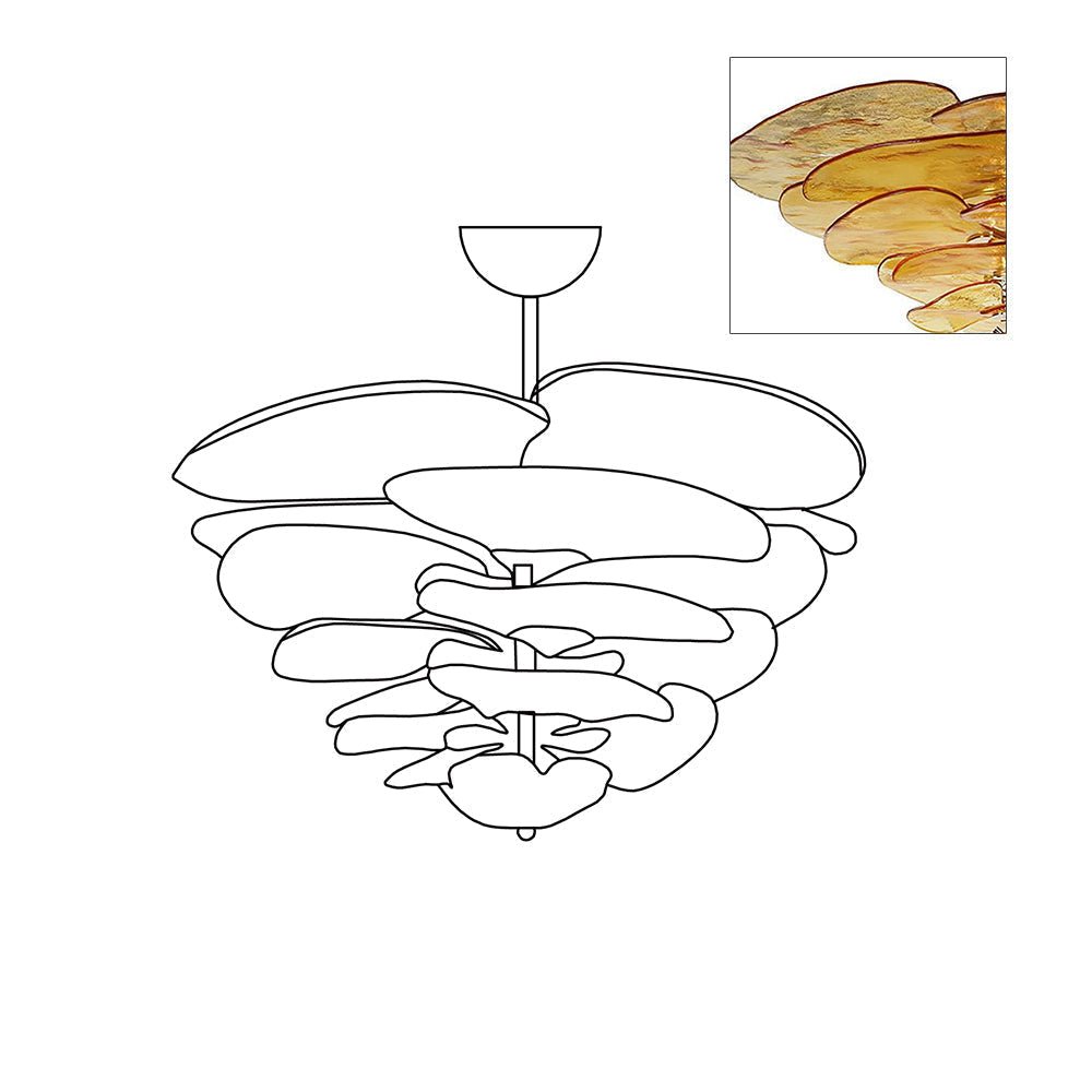 Petals Gold Murano Chandelier - 16-lights ∅ 31.5″ x H 17.7″Amber & GoldBlushlighting