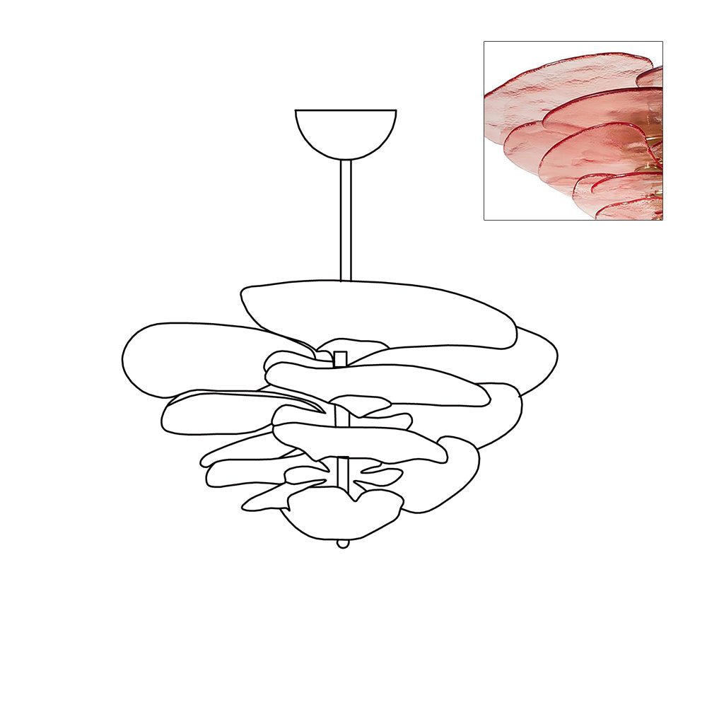 Petals Gold Murano Chandelier - 12-lights ∅ 26.3″ x H 11.4″Pink & GoldBlushlighting