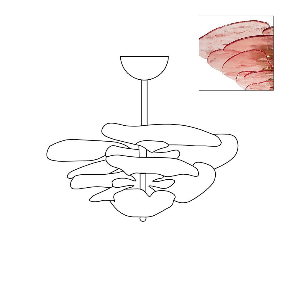 Petals Gold Murano Chandelier - 8-lights ∅ 21.6″ x H 8.6″Pink & GoldBlushlighting