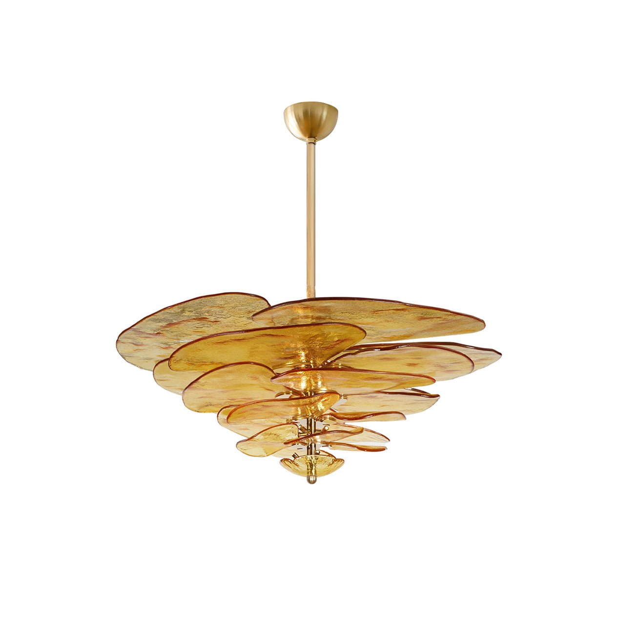 Petals Gold Murano Chandelier - 12-lights ∅ 26.3″ x H 11.4″Clear & GoldBlushlighting