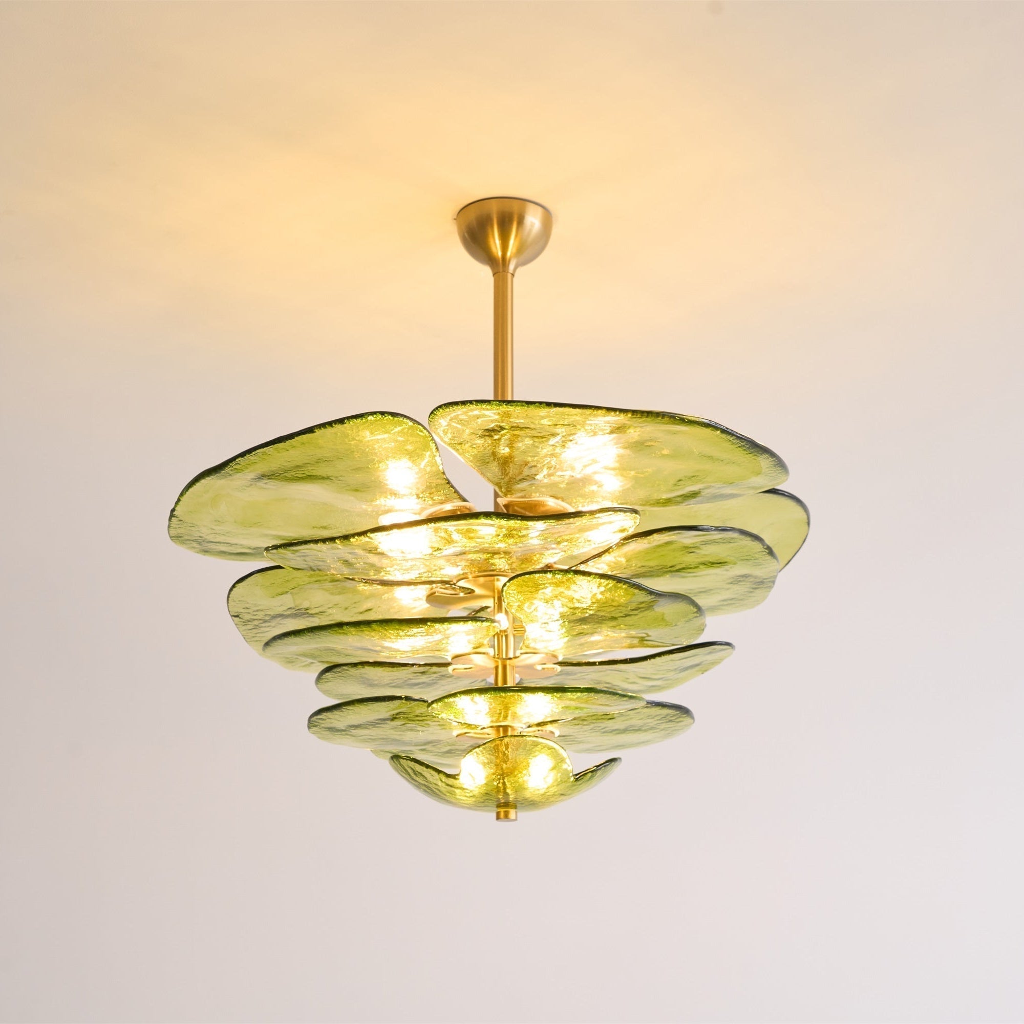 Petals Gold Murano Chandelier - 12-lights ∅ 26.3″ x H 11.4″Amber & GoldBlushlighting
