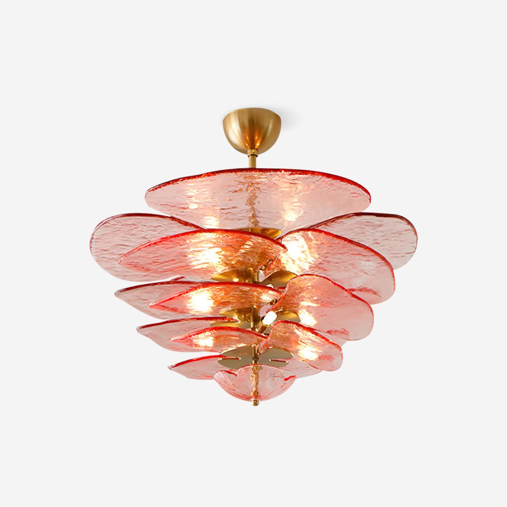 Petals Gold Murano Chandelier - 8-lights ∅ 21.6″ x H 8.6″Clear & GoldBlushlighting