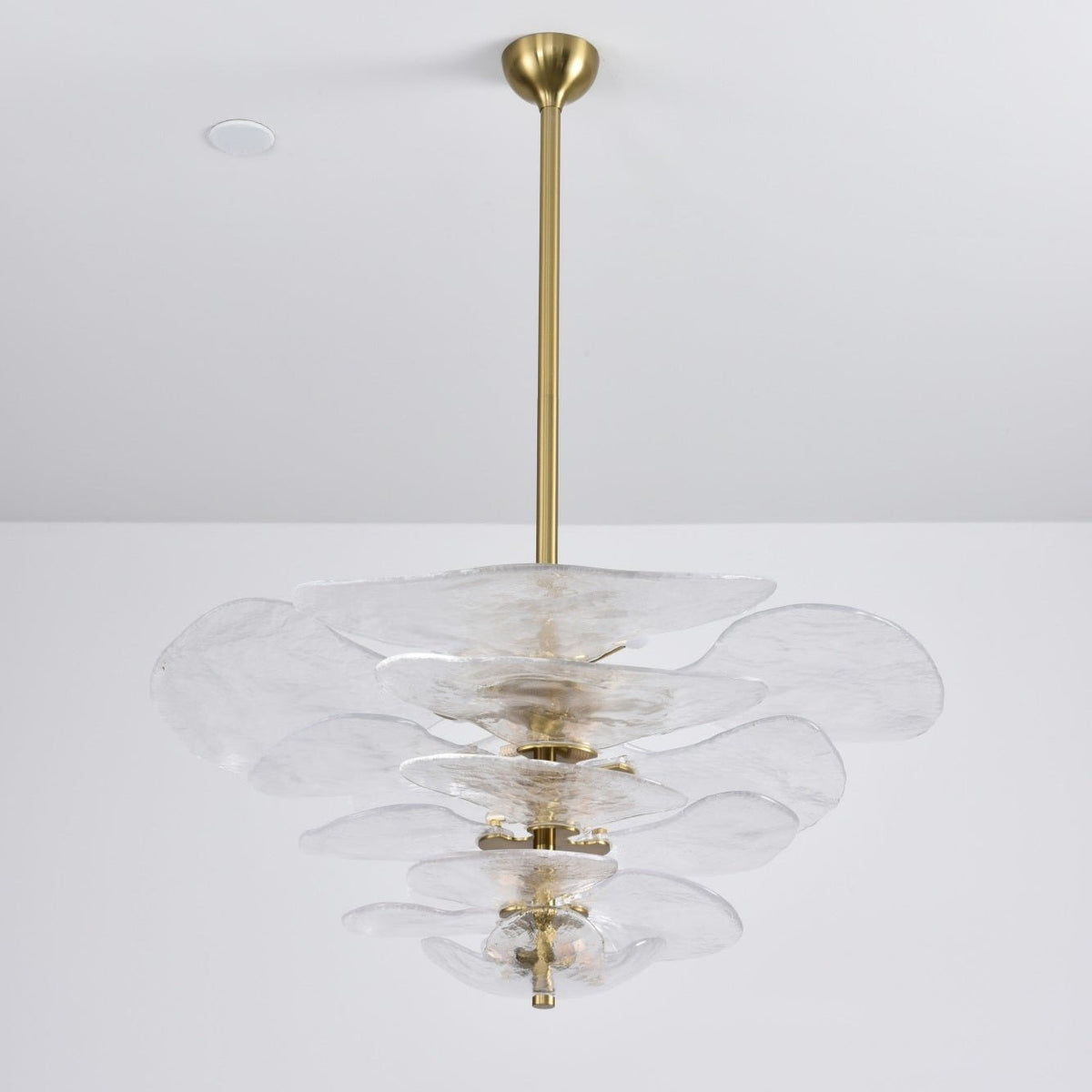 Petals Gold Murano Chandelier - 16-lights ∅ 31.5″ x H 17.7″Clear & GoldBlushlighting