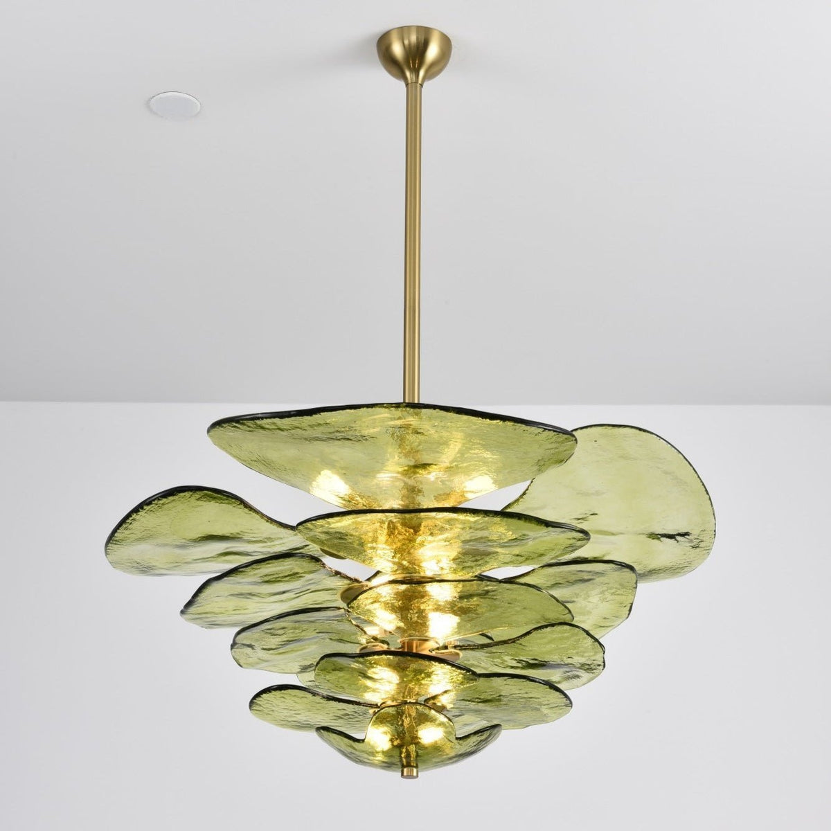 Petals Gold Murano Chandelier - 16-lights ∅ 31.5″ x H 17.7″Green & GoldBlushlighting
