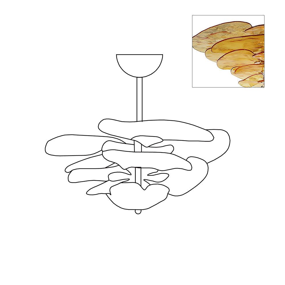 Petals Gold Murano Chandelier - 8-lights ∅ 21.6″ x H 8.6″Amber & GoldBlushlighting