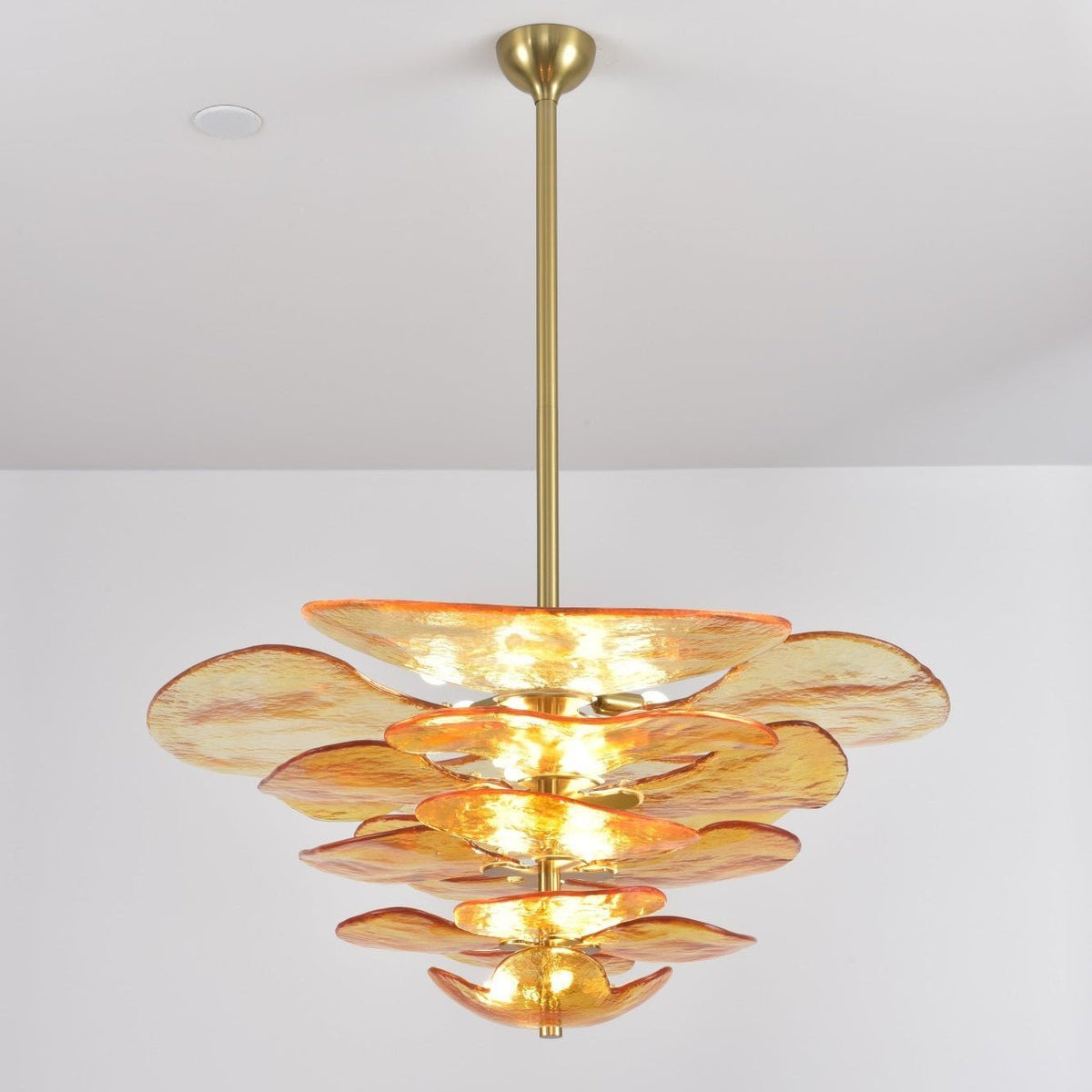 Petals Gold Murano Chandelier - 12-lights ∅ 26.3″ x H 11.4″Amber & GoldBlushlighting