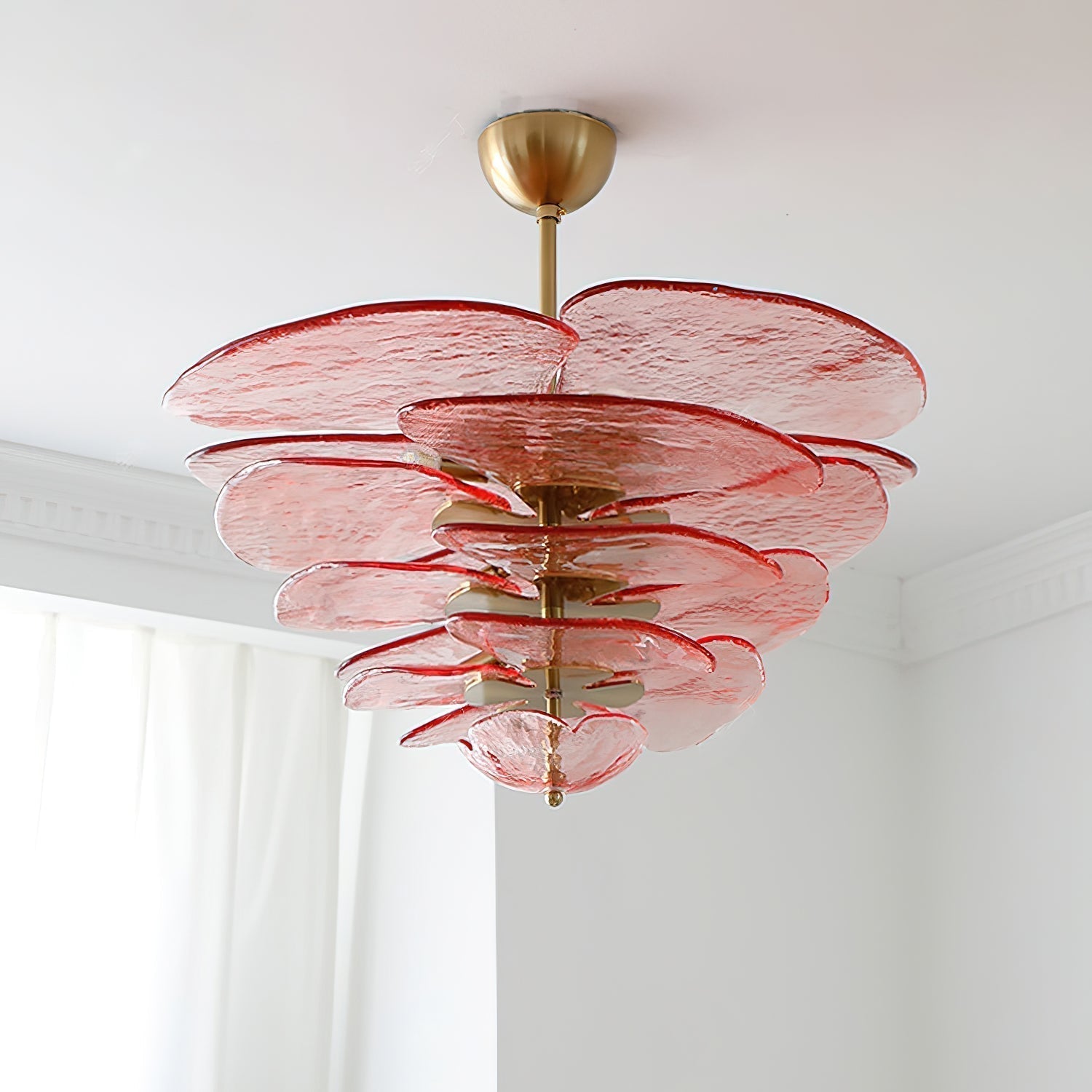 Petals Gold Murano Chandelier - 16-lights ∅ 31.5″ x H 17.7″Pink & GoldBlushlighting