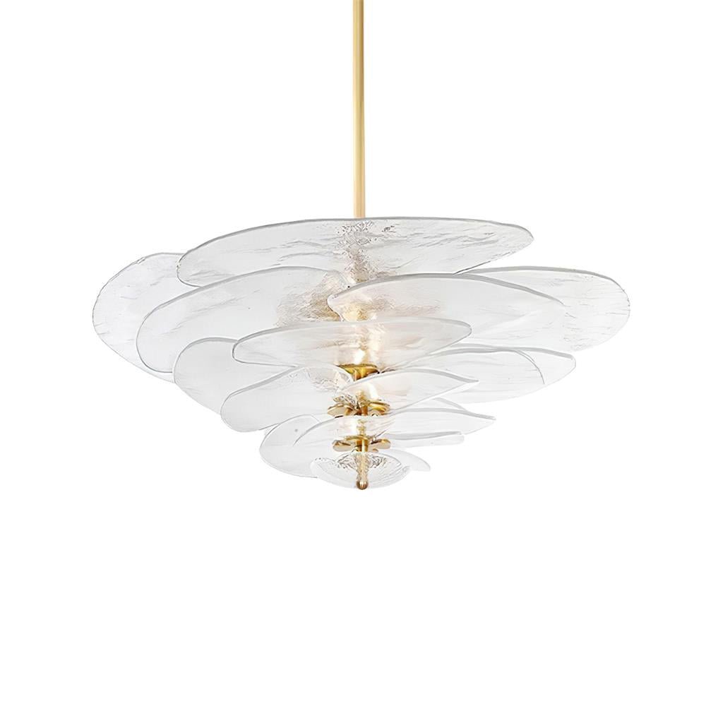 Petals Gold Murano Chandelier - 12-lights ∅ 26.3″ x H 11.4″Clear & GoldBlushlighting