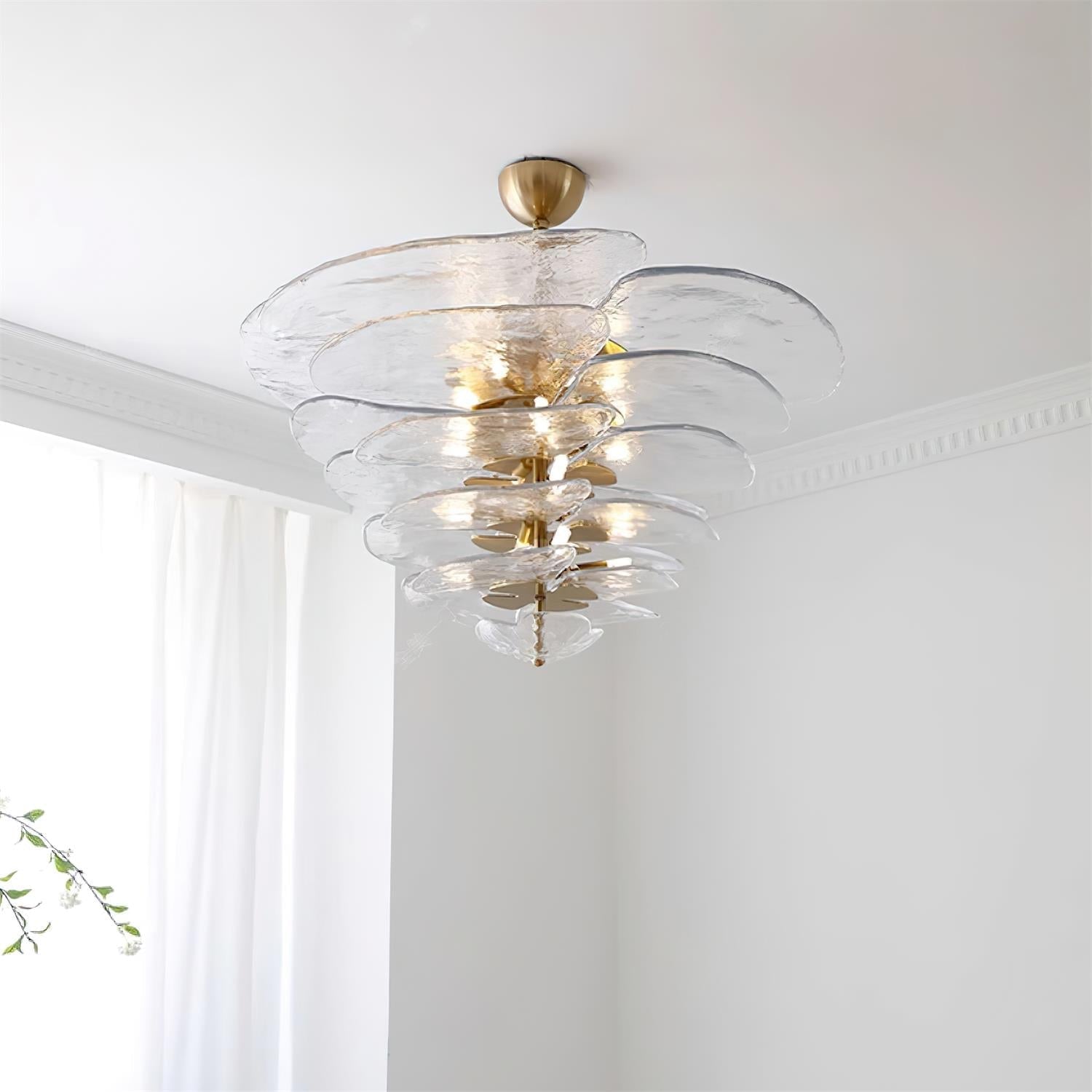 Petals Gold Murano Chandelier - 16-lights ∅ 31.5″ x H 17.7″Green & GoldBlushlighting