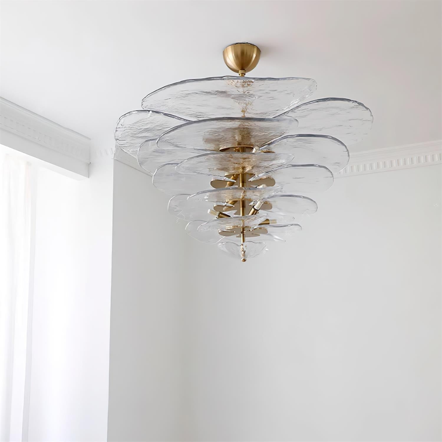 Petals Gold Murano Chandelier - 16-lights ∅ 31.5″ x H 17.7″Green & GoldBlushlighting
