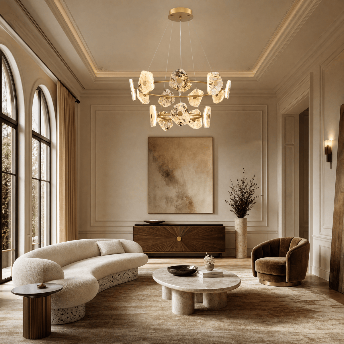 Petra Chandelier Modern Dining Room 39.4" D - Blushlighting