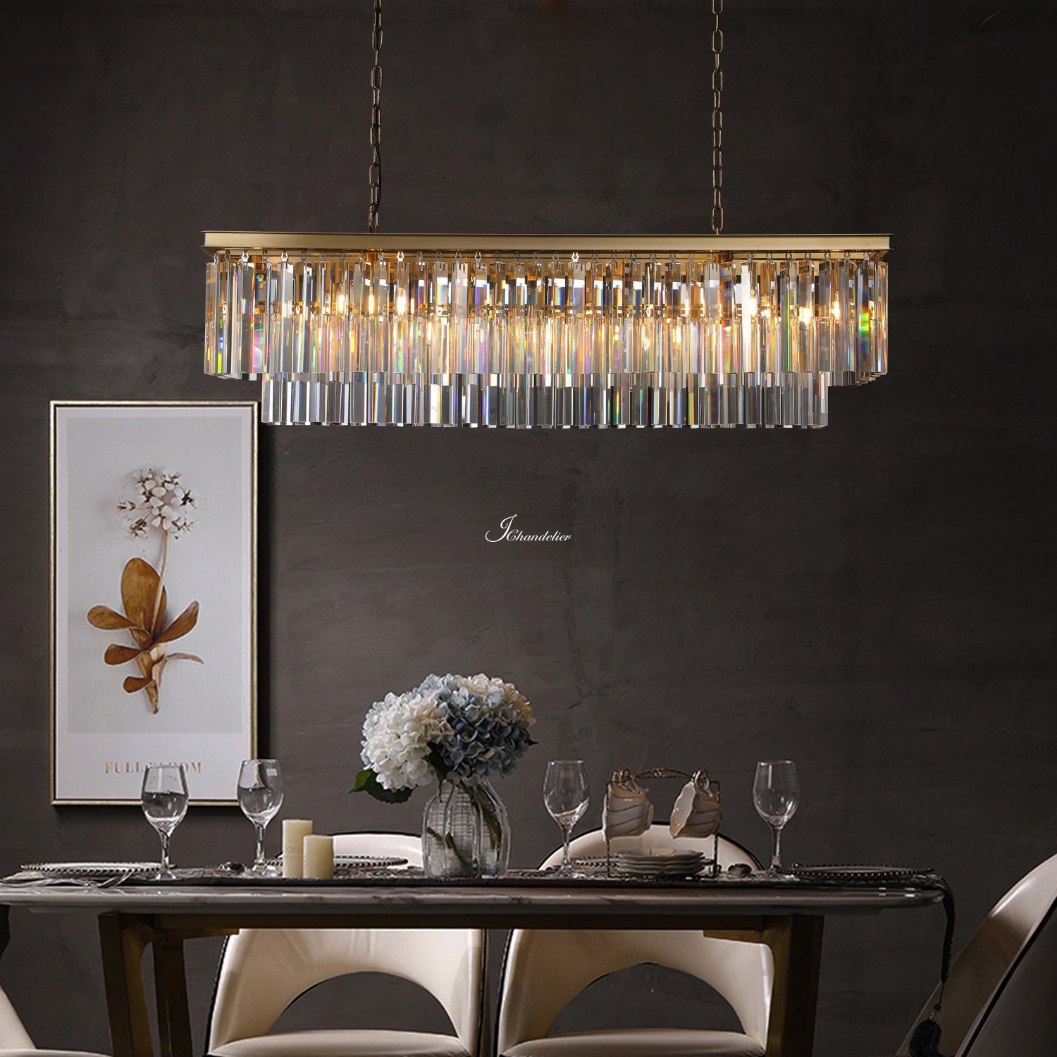 1920s Odaon Art Deco Rectangular Chandelier 40"
