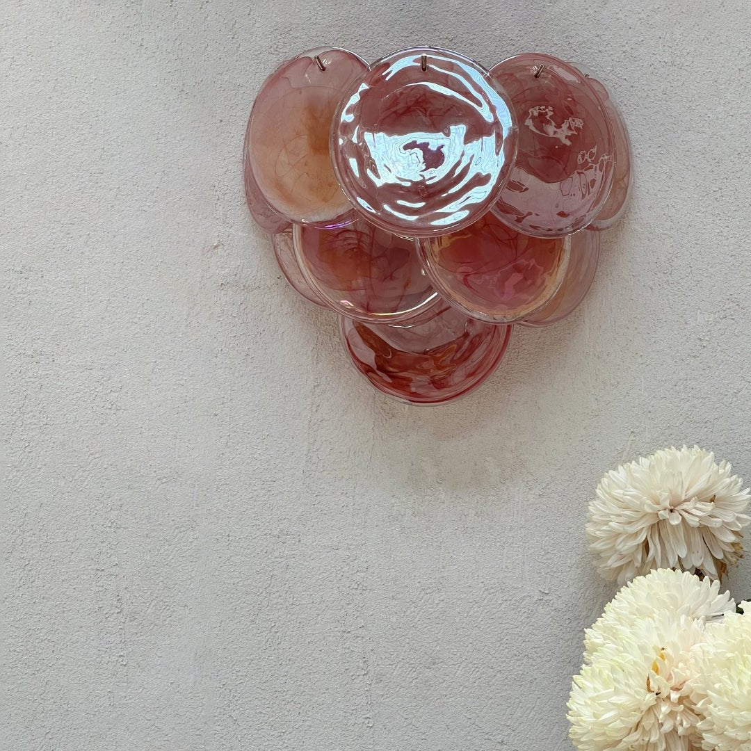 Pink Vintage Murano Glass Wall Lamp - Dia 13.4″(34cm) x H 11″(28cm)PinkBlushlighting
