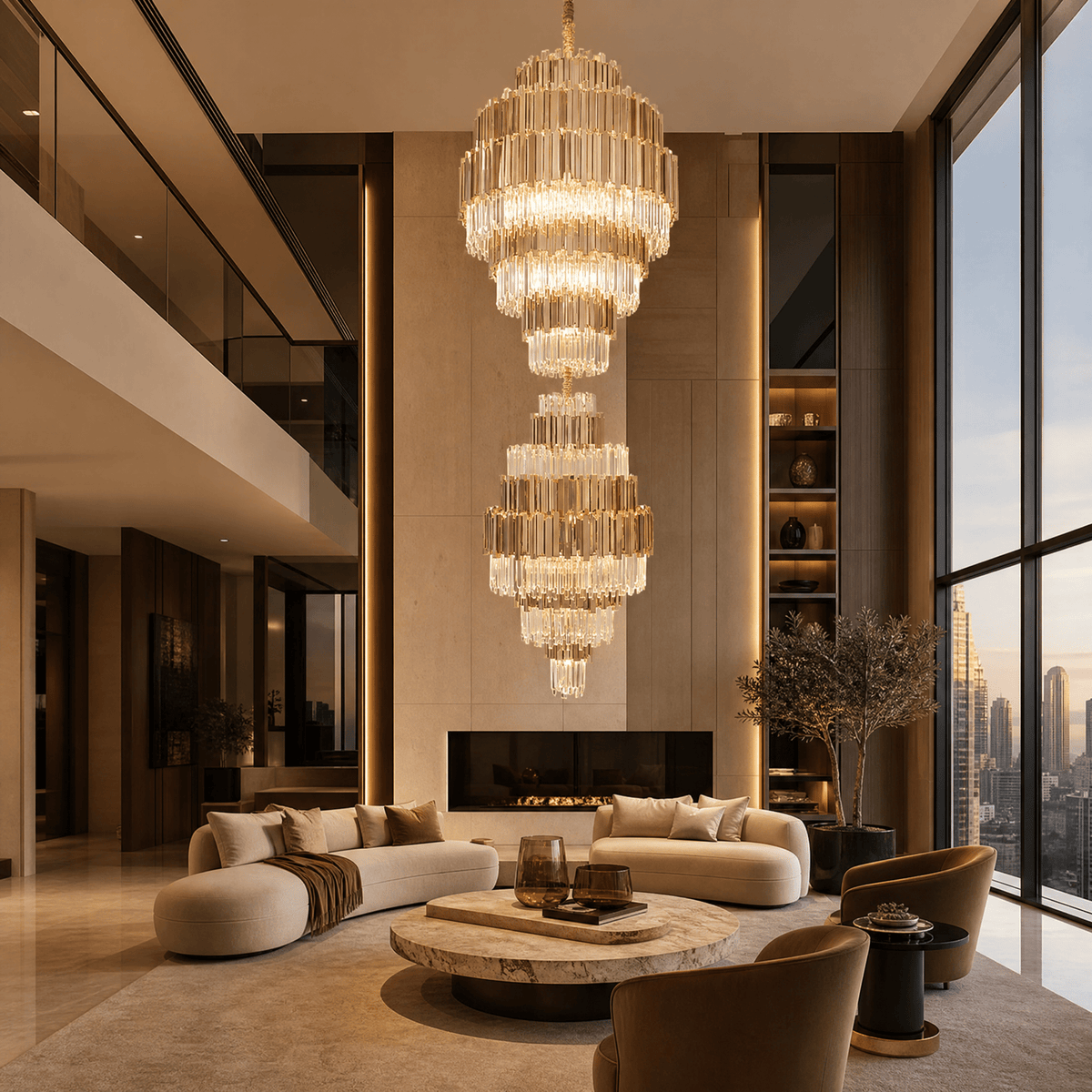 Pioggia Crystal Duo Chandelier - Blushlighting