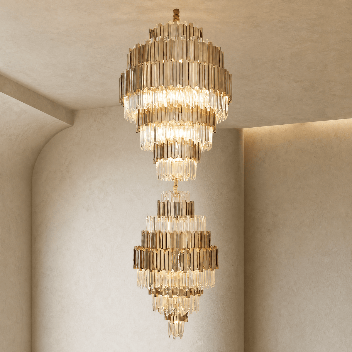 Pioggia Crystal Duo Chandelier - Blushlighting