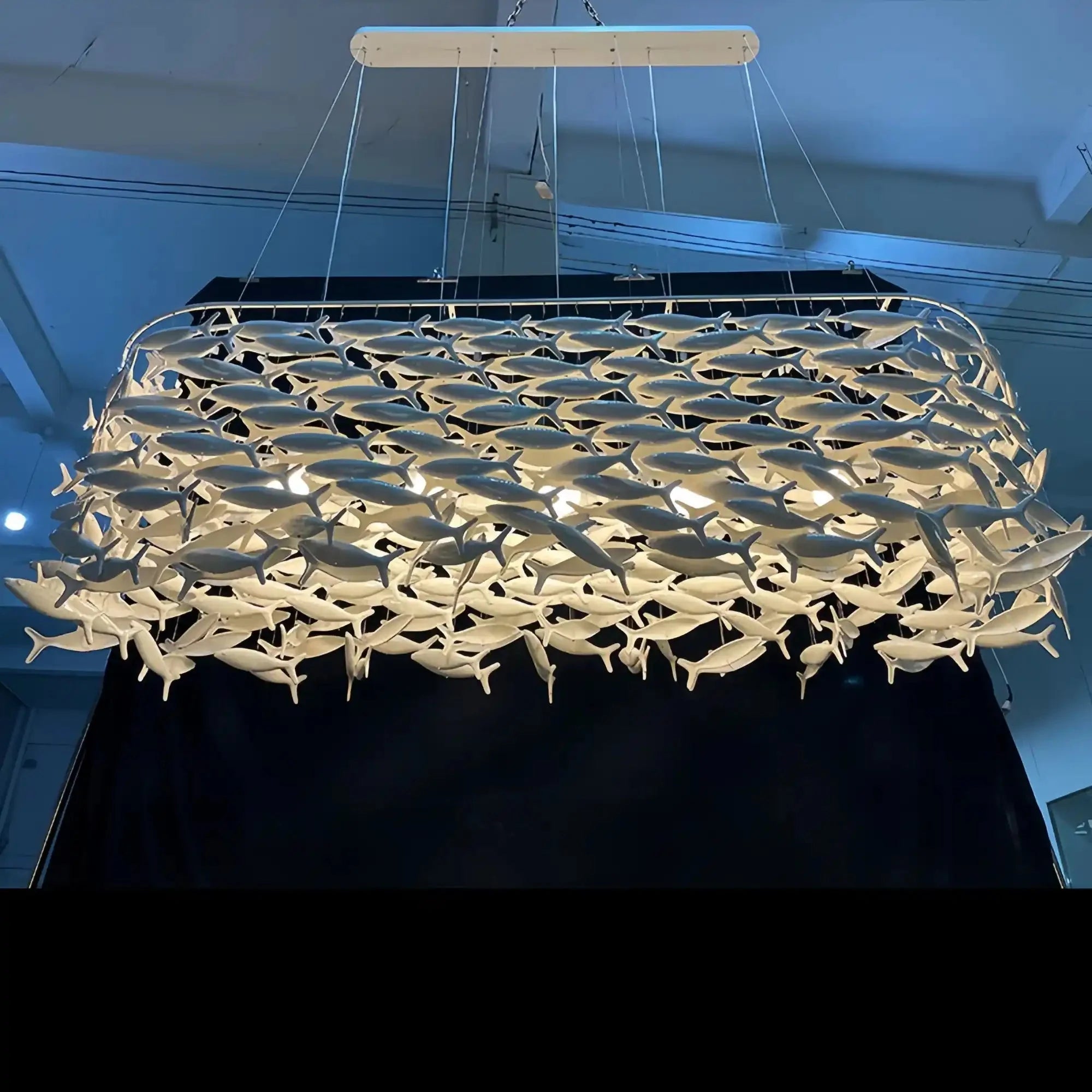 Porcelain Fish Shaped Dining Table Chandelier - Round: 60cm (24")Dx 2m (6ft 7") HBlushlighting