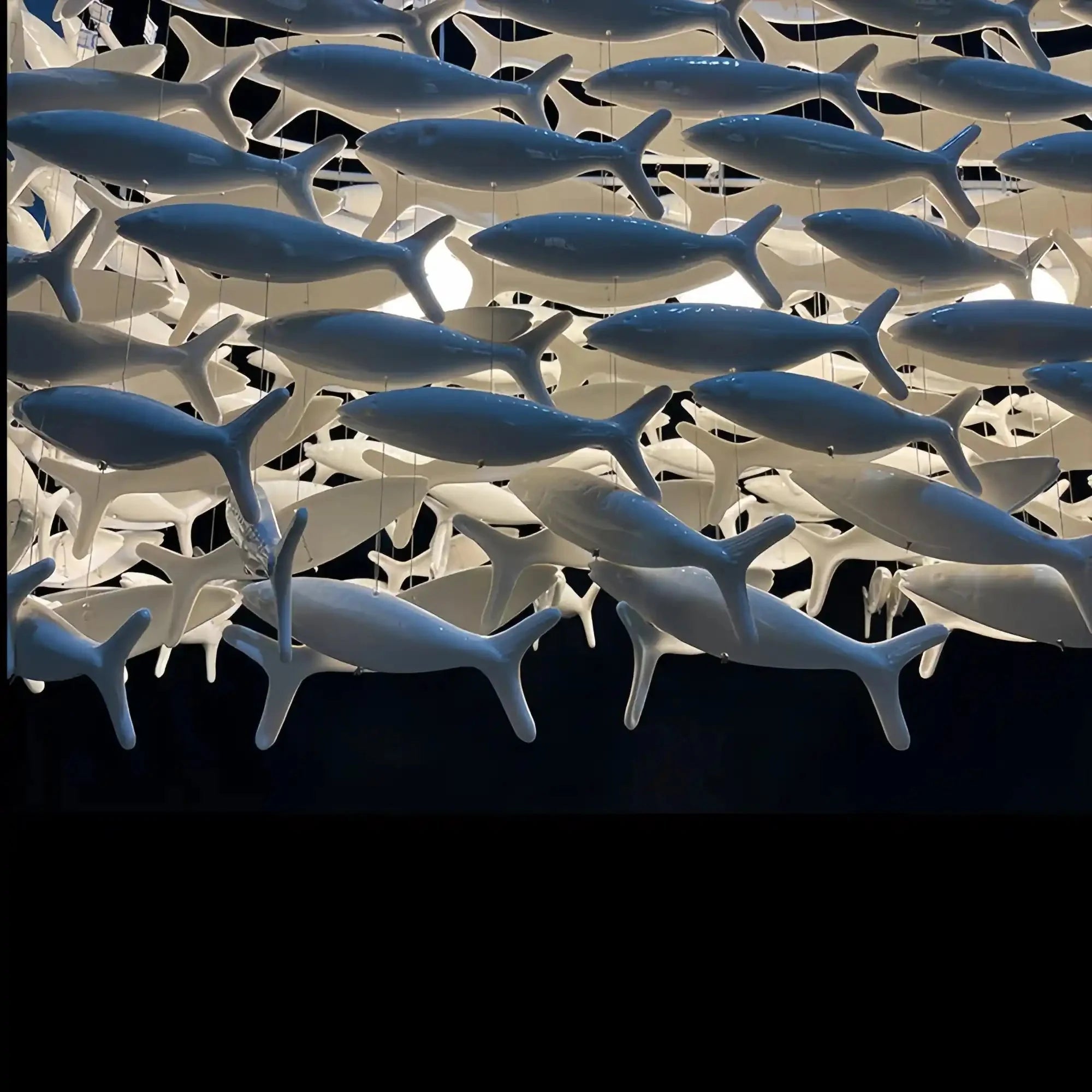 Porcelain Fish Shaped Dining Table Chandelier - Round: 60cm (24")Dx 2m (6ft 7") HBlushlighting