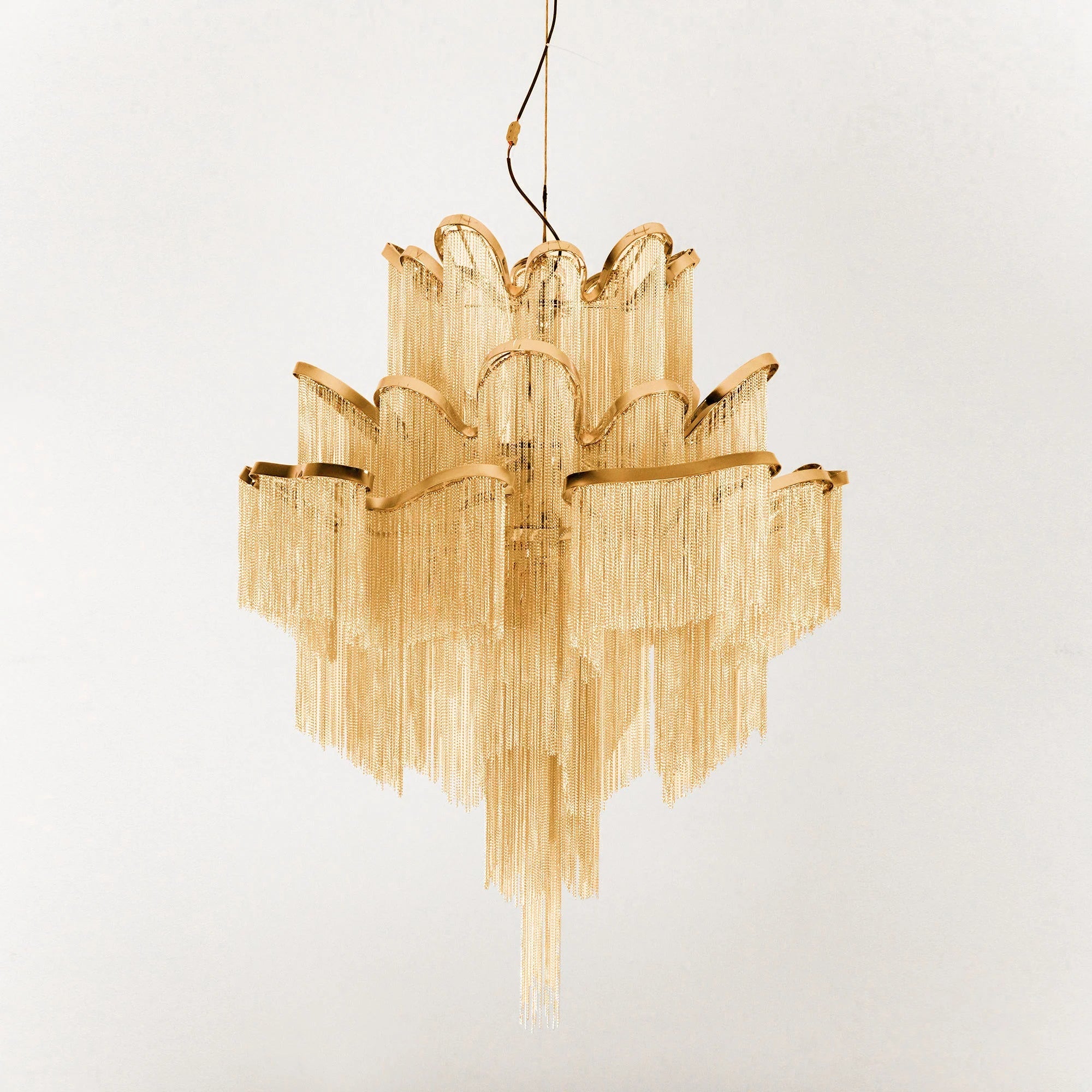 Post - Modern Extra Large Stainless Steel Long Tassel Chandelier - D39.4"*H39.4"GoldWarm LightBlushlighting