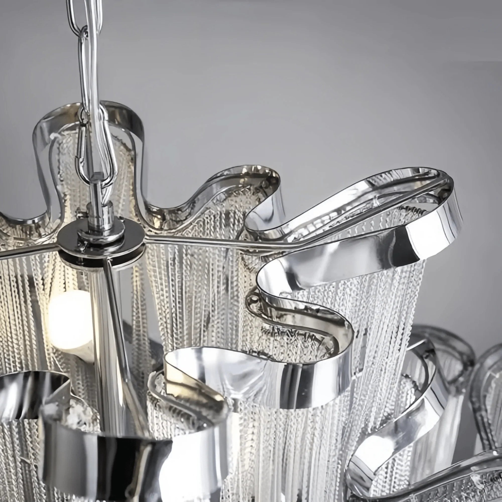 Post - Modern Extra Large Stainless Steel Long Tassel Chandelier - Blushlighting