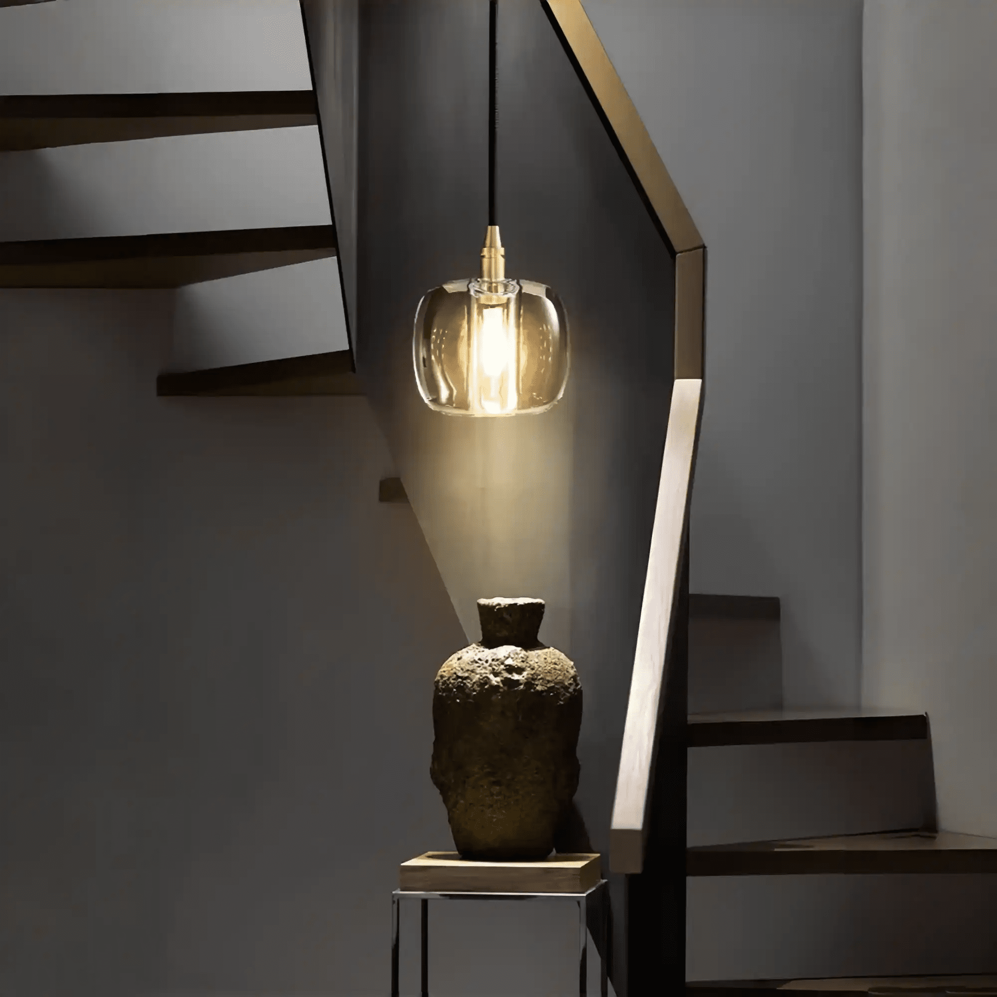 Post - modern Extra - long Pendant Light Fixtures for Staircase/High - ceiling Space/Foyer - 6 Lights: D11.8"AmberWarm LightBlushlighting