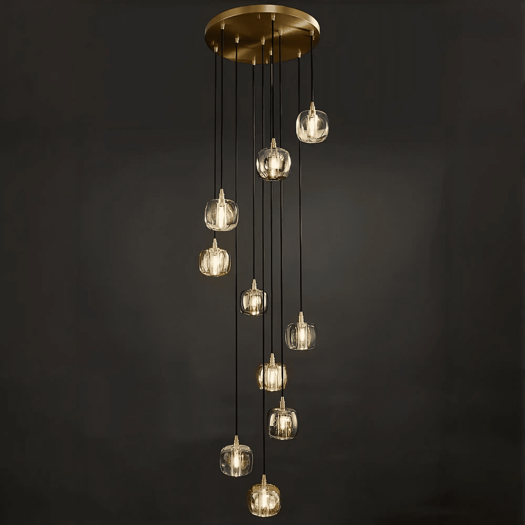 Post - modern Extra - long Pendant Light Fixtures for Staircase/High - ceiling Space/Foyer - 10 Lights: D15.8"AmberWarm LightBlushlighting