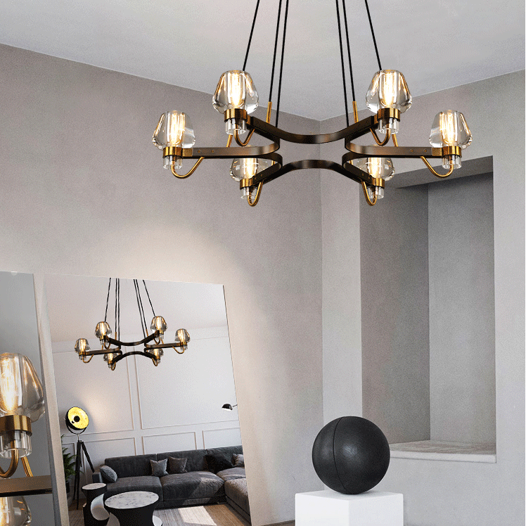 Brass,post-modern,industrial style, bulb, light luxury, 6 heads, glass, 8 heads,chandeliers, branch, pendants, Lyfairs, living room. bedroom, dining room, light,