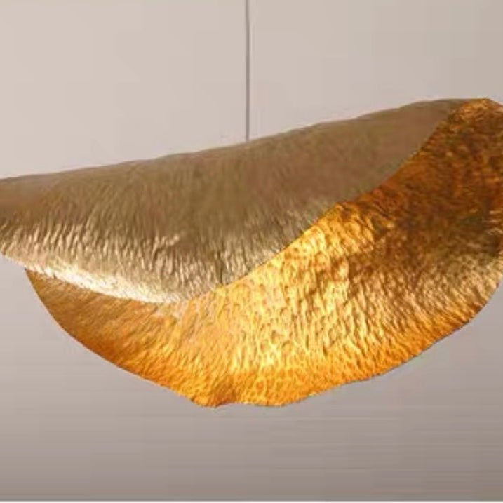 Postmodern Withered Leaf Parlor Pendant Lighting Fixture in Brass - Style A/Two curved edges/L17.7"*W11.02"*H7.08"Warm LightBlushlighting