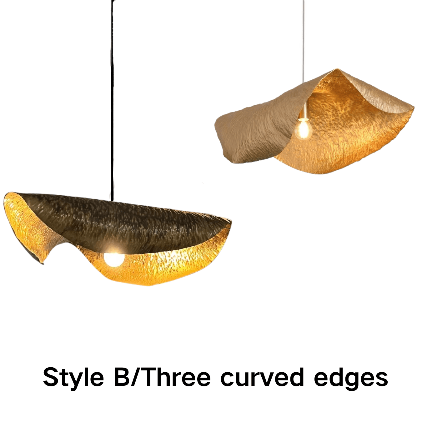 Postmodern Withered Leaf Parlor Pendant Lighting Fixture in Brass - Style A/Two curved edges/L17.7"*W11.02"*H7.08"Warm LightBlushlighting