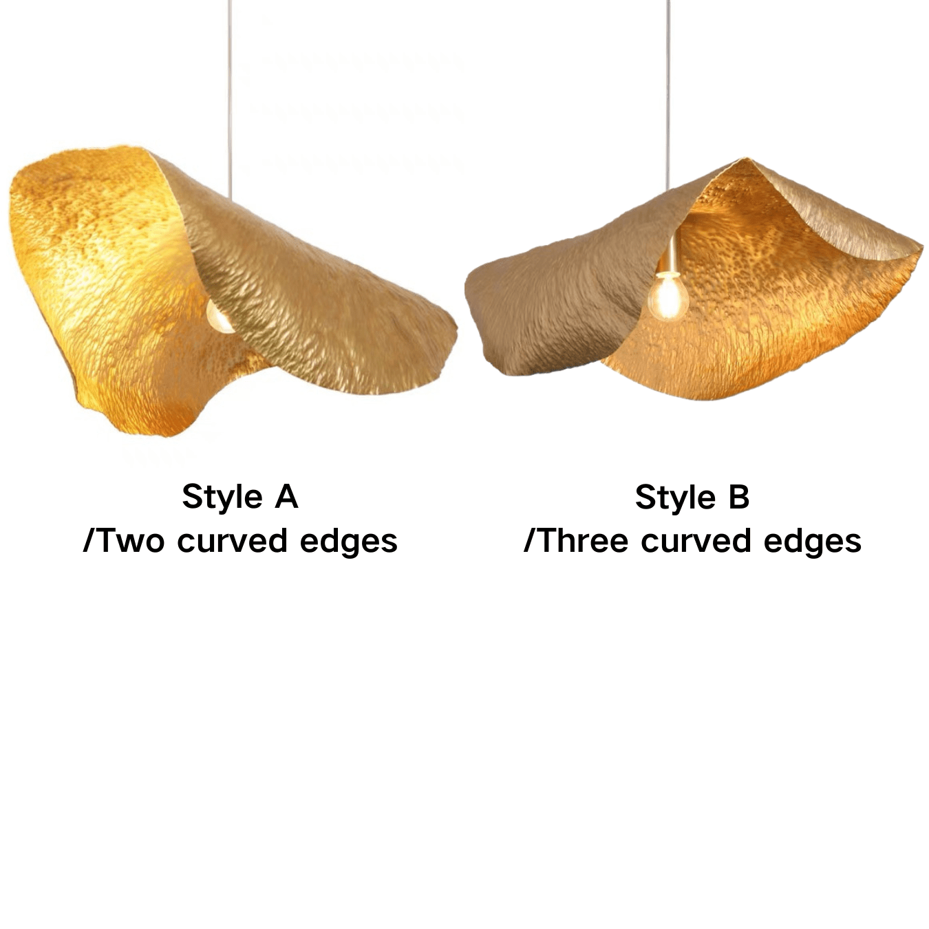 Postmodern Withered Leaf Parlor Pendant Lighting Fixture in Brass - Style A/Two curved edges/L17.7"*W11.02"*H7.08"Warm LightBlushlighting