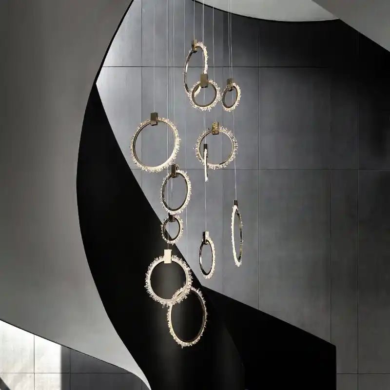 Primary Crystal 12 Rings Staircase Chandelier - Blushlighting