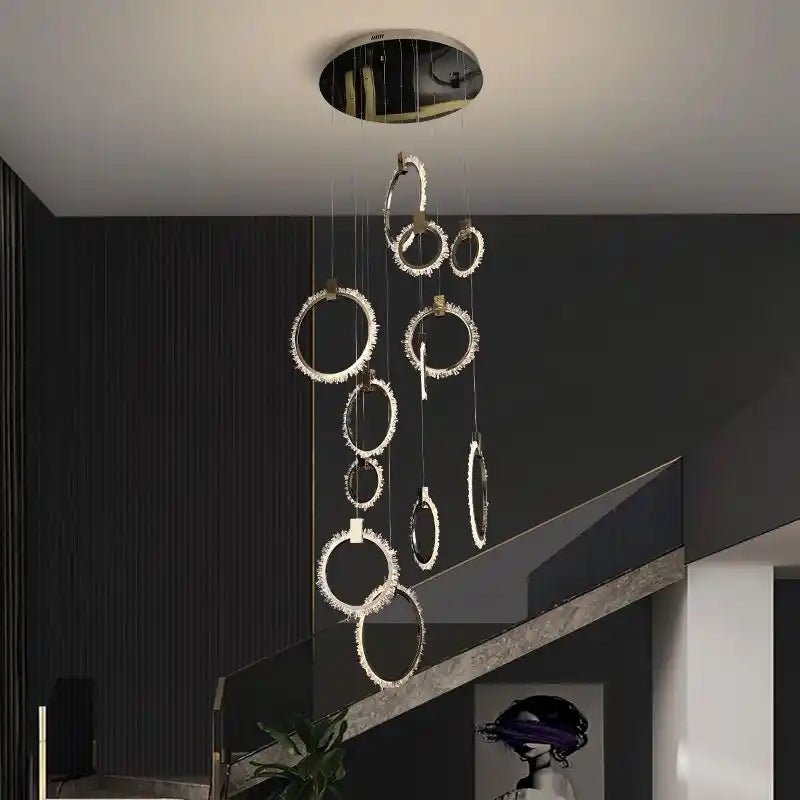 Primary Crystal 12 Rings Staircase Chandelier - Blushlighting