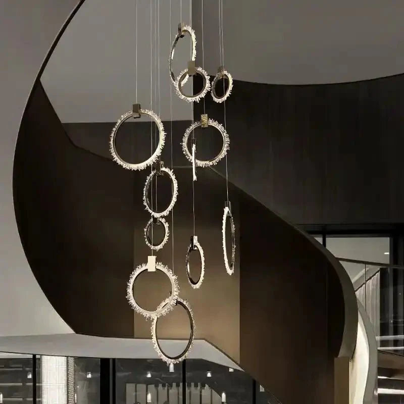 Primary Crystal 12 Rings Staircase Chandelier - Blushlighting
