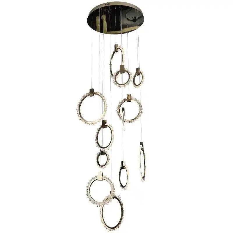 Primary Crystal 12 Rings Staircase Chandelier - Blushlighting